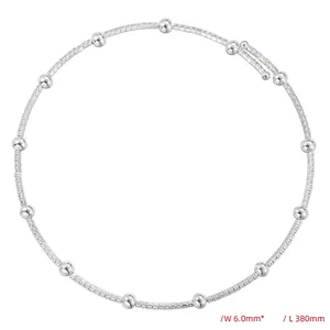 Minimalist silver hip hop choker necklace with 6.0mm width and 380mm length bead chain