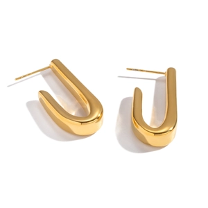 Minimalist geometric U-shaped 18K gold plated stainless steel fishhook earrings