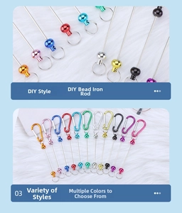 Close-up of colorful DIY beadable metal carabiner rods with various vibrant finish options