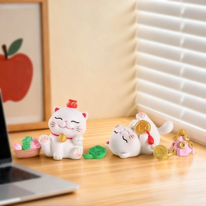 Lot de figurines Maneki Neko avec pièces d'or et sycee pour décor de maison et voiture