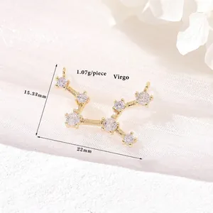 Details von 14k Gold Jungfrau Sternzeichen-Anhänger mit Zirkonia, 22mm x 15.33mm