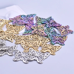 Colorful hollow butterfly pendants in gold and silver stainless steel for DIY jewelry