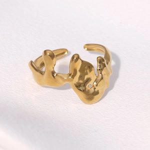 Lava design 18K gold plated stainless steel open ring with heart cutout detail