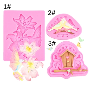 Moule En Silicone Oiseau Branche Fleur De Lys Pour Décoration De Gâteau Fondant Chocolat Résine 3D Relief DIY Outil De Cuisson