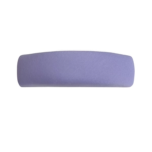 Minimalist purple fabric hair clip with diagonal weave texture on a plain white background