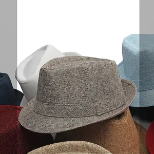Classic straw fedora hat for sun protection in various colors for men and women