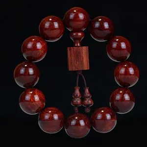 Blood Sandalwood Wood Beaded Bracelet Buddhist Prayer Beads Handmade High Density Meditative Ethnic Style Unisex