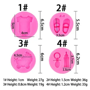 Mini baby silicone mold set with stroller, shoes, and clothes shapes for cake decorating