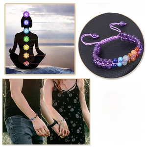 Bracciale in rilievo curativo a 7 chakra naturale fatto a mano a doppio strato regolabile