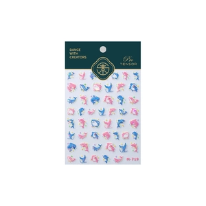 Luxe 3D dolphin and whale nail art stickers with gold foil and glitter finish M-719