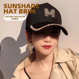 Fashion Rhinestone Letter Baseball Cap For Women Adjustable Cotton Polyester Sunshade Casual Outdoor Sport Hat