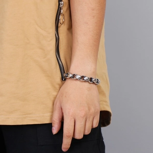 Bracelet à maillons en argent pour hommes de style punk industriel au poignet