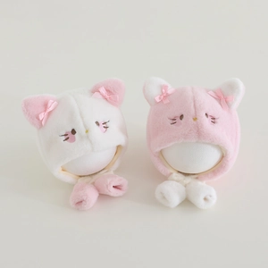 Baby Winter Plush Cat Earflap Hat Soft Faux Fur Windproof Warm Cute Bowknot Ear Protection For Toddler Girls