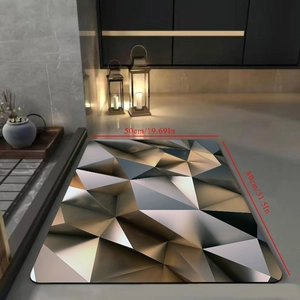 Detail showing the 50x80cm dimensions of the 3D geometric absorbent diatom mud floor mat