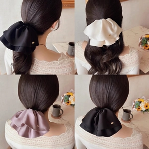 Elegant Satin Hair Claw Clip Ruffled Fabric Ponytail Holder Korean Style Solid Color Simple Headwear For Women