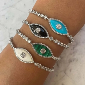 Evil Eye Pendant Necklace Gold Plated Copper Alloy Zircon Chain With Cubic Zirconia And Colorful Stone For Women Stylish