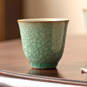 Ru Kiln Ceramic Teacup Ice Crackle Glaze Kung Fu Tea Master Cup Small Porcelain Tea Bowl For Home Office Use
