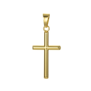 Pendentif croix doré poli de style hip hop avec un design en métal minimaliste