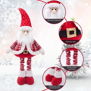Ausziehbare Weihnachtsmann-Puppe mit Teleskopbeinen und feinen Plüschdetails für Weihnachten