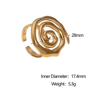 Anello aperto a spirale in acciaio inossidabile placcato oro 18k con misure e peso