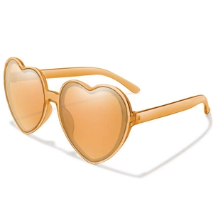 Retro heart-shaped sunglasses with amber orange transparent frames for fashion street wear