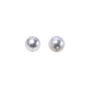 Silver grey round glass pearl beads with smooth metallic finish for DIY jewelry making