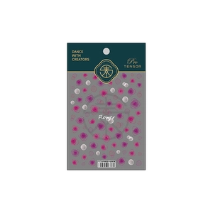 Thin pink translucent rose nail art stickers with silver dots on TS-1504 packaging