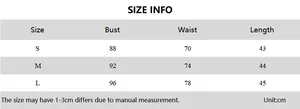 Detailed size chart for irregular knit shawl top including bust and length measurements