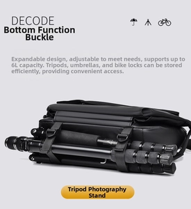Close-up of tactical crossbody bag showing 6L expansion and tripod attachment straps