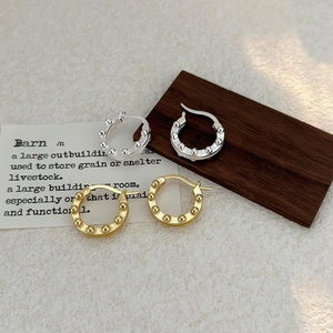 925 Sterling Silver Beaded Hoop Earrings Minimalist Round Ball Round Buckle Korean Style Jewelry For Women