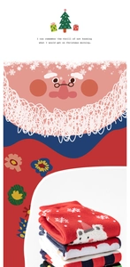 Detail of stacked Christmas cotton socks with festive polar bear and snowflake patterns