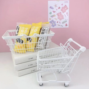 Mini white iron storage basket for desk capsule coffee and office snacks decoration