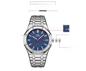 Detail showing octagonal bezel and setting instructions for the stainless steel watch