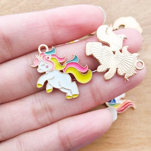 Cute enamel unicorn charms for earrings and necklaces showing both front and gold back sides