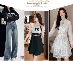 Three stylish outfits featuring colorful PU thin belts paired with dresses and jeans