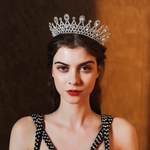 Baroque Bridal Crown Tiara Alloy Rhinestone Sparkling Headpiece For Wedding Party Pageant Vintage Royal Style