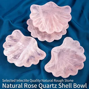 Handcrafted rose quartz shell bowl with natural mineral textures for home decor