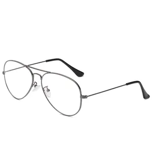 Classic gunmetal aviator glasses frame with clear lenses and slim metal design