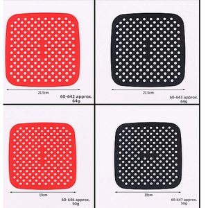Dettaglio di tappetini in silicone per friggitrice ad aria quadrati da 19 cm e 21,5 cm