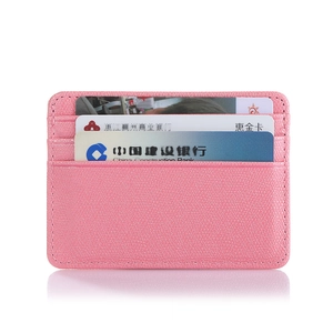 Pink lychee texture PU leather passport and card holder with multi-slot design