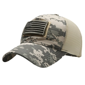 Tactical digital camouflage baseball cap with US flag patch and breathable mesh back
