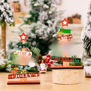 Décorations de Noël en bois pour table avec messages festifs et motifs de sapin