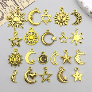 Vintage Antique Gold Alloy Sun Moon Star Face Charms Pendants For DIY Necklace Bracelet Earrings Jewelry Making Findings