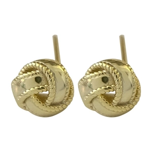 Elegantes pendientes de nudo en plata S925 dorada para mujer con diseño de trenza clásica