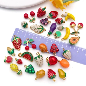 Colorful stainless steel fruit pendants for DIY jewelry with measuring scale