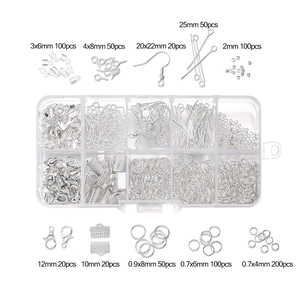 DIY jewelry making kit including lobster clasps, jump rings and ear hooks in a storage box