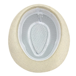 Classic straw jazz hat in beige with 100% paper fiber weave and internal sweatband