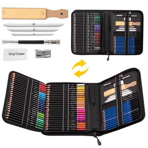 Professional 95-piece oily colored pencil set with canvas storage bag for sketching