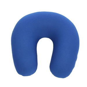 Minimalist navy blue U-shaped travel neck pillow with soft fabric for office nap support