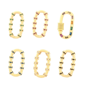 Lot de six mousquetons punk dorés avec zircons colorés pour la création de bijoux DIY